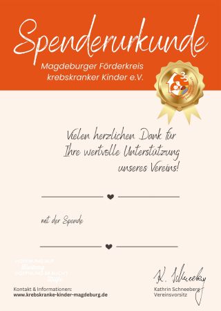 Spende Spenderurkunde Verein